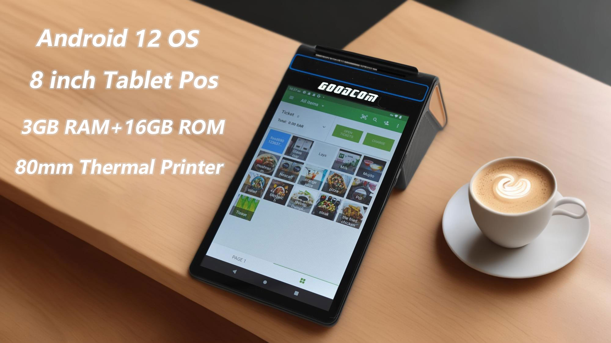 GOODCOM Handheld POS Terminal with Android 12, 80mm Printer
