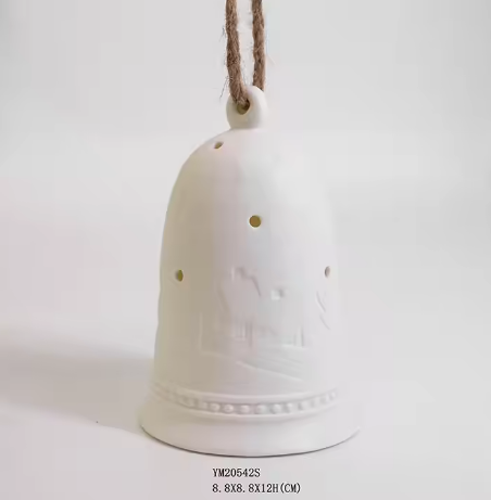 White Porcelain Christmas Hanging Bell Decoration