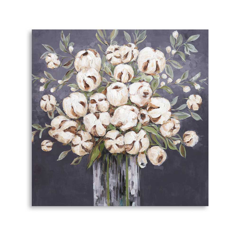 Salon wystrój białych kwiatów malowany obraz olejny