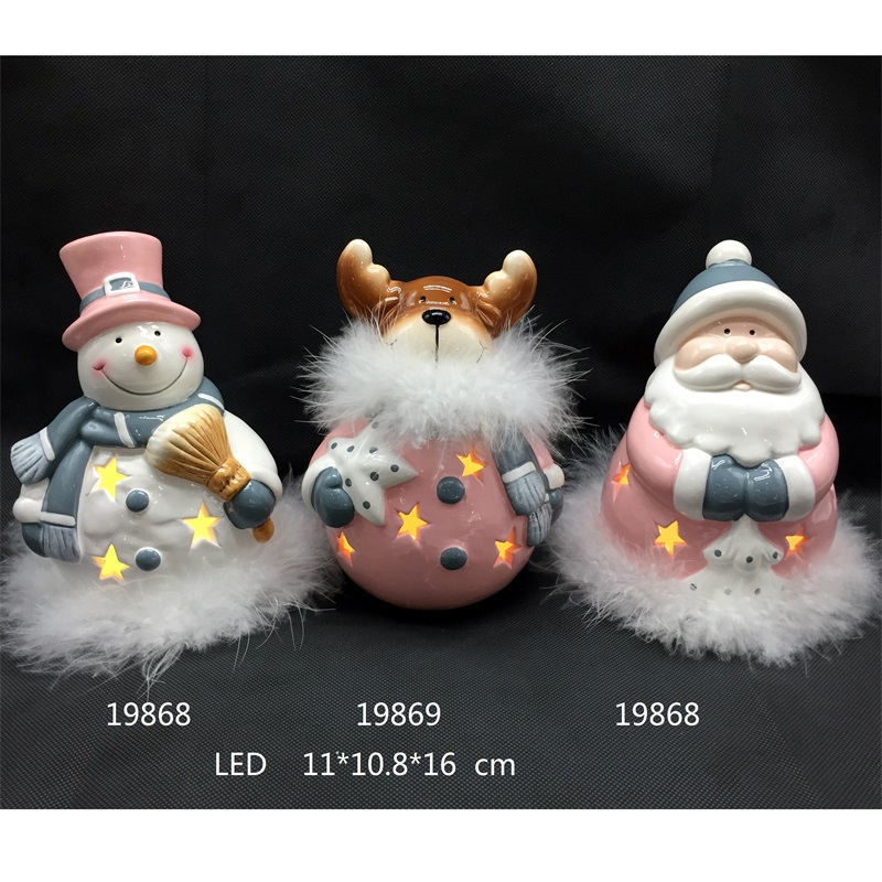 Ceramiczny Santa i Snowman i Jeleń z LED i Pióro, kolor mody