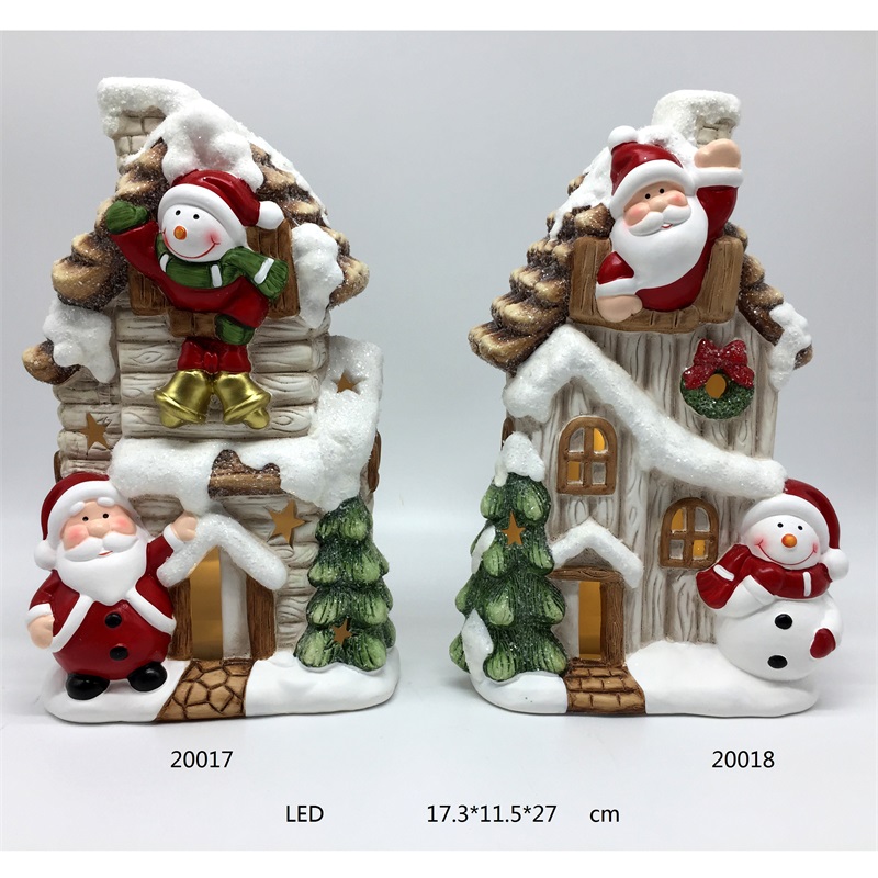 Ceramiczny Xmas Santa House z LED Light Klasyczny kolor