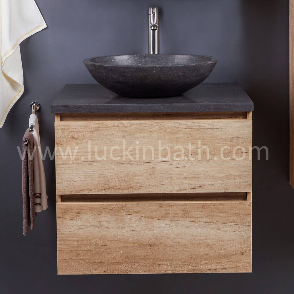 Luckinbath Wood Look Cabinet 100 z kamiennym basenie "Taurus"