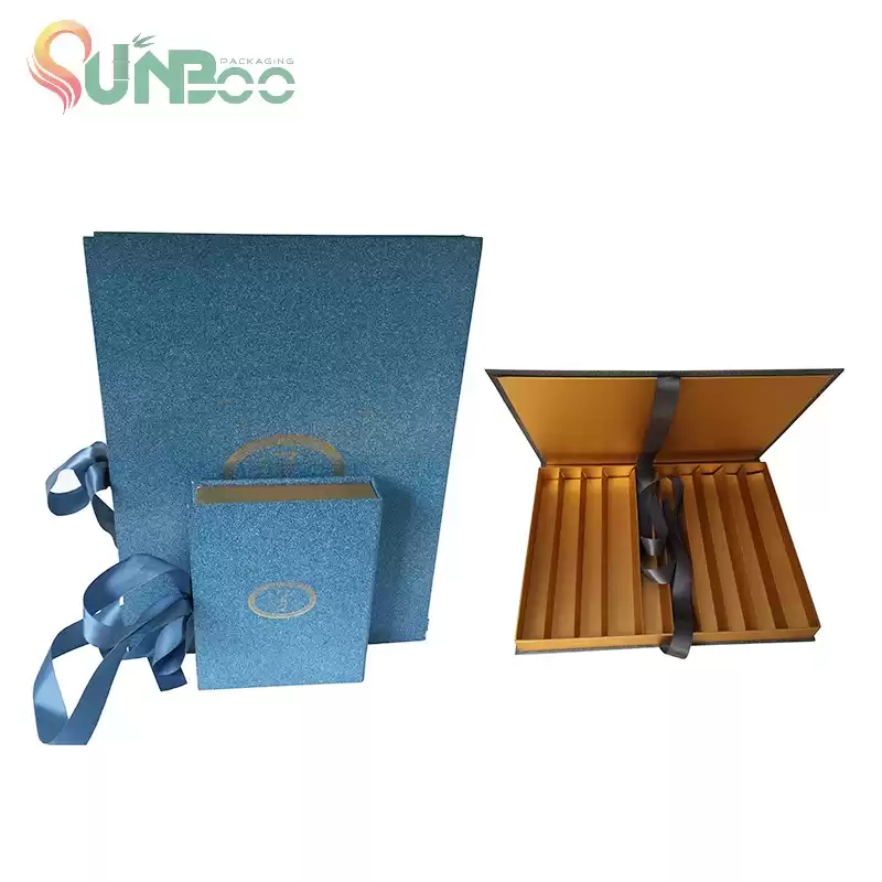 Ładny niebieski kolor czekolady pudełko z ładną ribbon-sp-box053