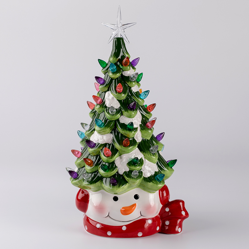 Oświetlone ozdoby ceramiczne Boże Narodzenie znaków Snowman Santa i Choinki