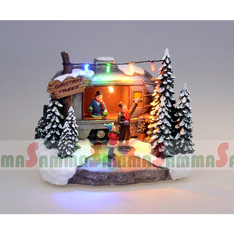 Polyresin LED Zapalona przyczepa Stall Christmas Decoration