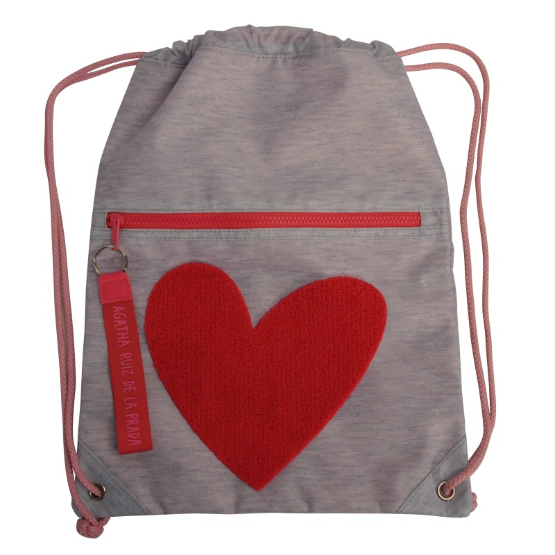Plecak ze sznurkiem OEM |Odwracalna torba na siłownię sportową dla kobiet dzieci |Outdoor Daypack z haftem w kształcie serca