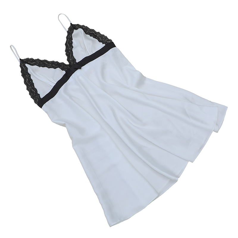 Panie czarno-białe satynowe piżamy satynowe koronki piżamy