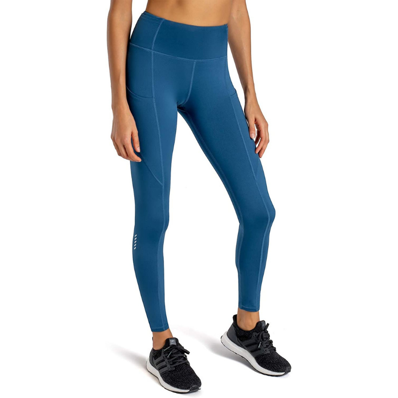 Miękkie miękkie damskie legginsy jogi Capris z kieszeniami Wysoka talia brzoskwini skóra trening spodnie siłowni rajstopy