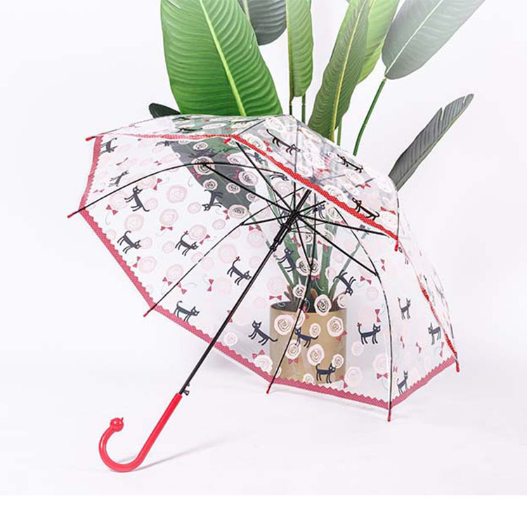 Kreatywny kot radzony przez dzieci przezroczysty parasol