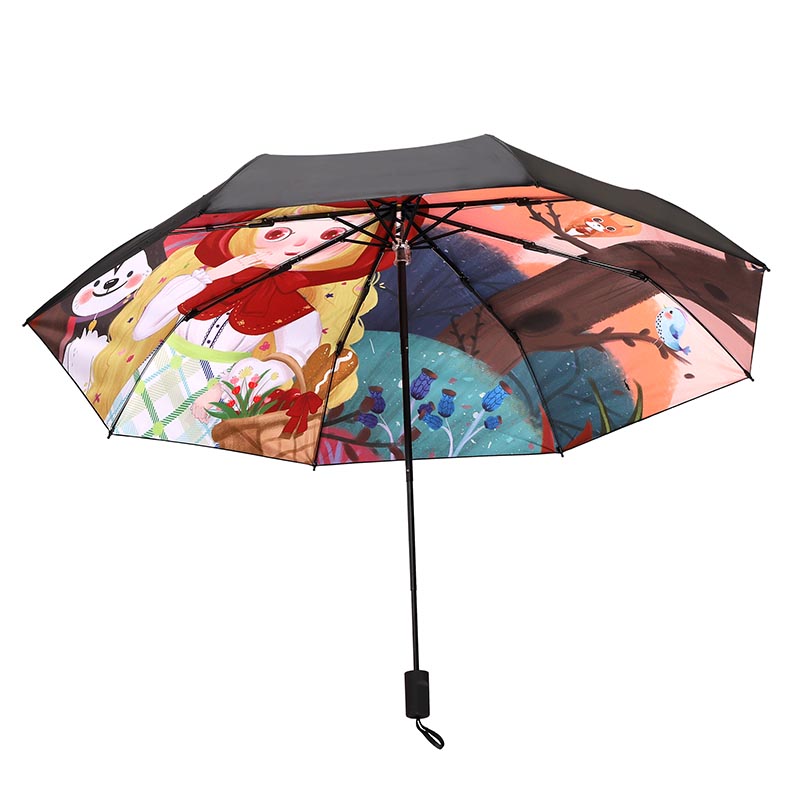 Cartoon Pattern Print Travel UV Składane parasole deszczowe