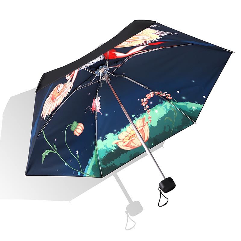 Kreskówka wiatroszczelny parasol składany na całym druku 6 paneli