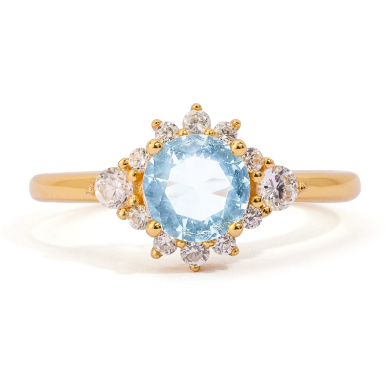 Okrągłe, jasnoniebieskie pierścionki z cyrkoniami sześciennymi dla kobiet