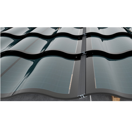 Nowoczesny dach z panelami słonecznymi, cały czarny, wielofunkcyjny, półcięty