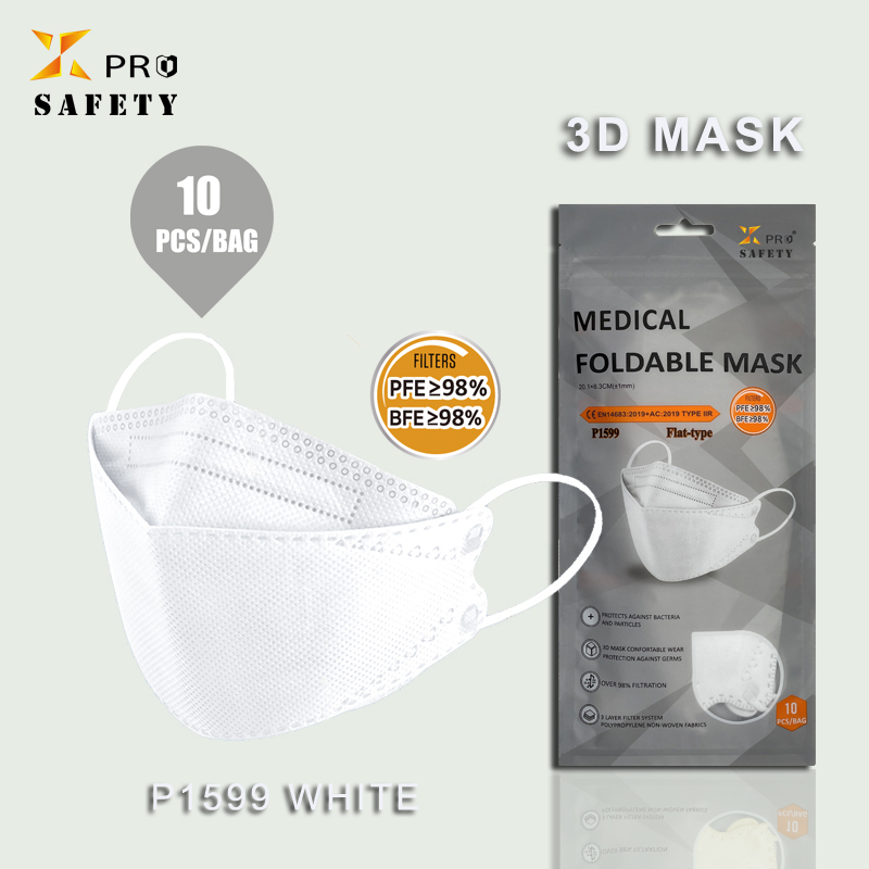 Wysoka ochrona Factory Direct Sale 10 sztuk/worek Biały respirator na twarz dla dorosłych Pył Jednorazowe dopasowanie włókninowa maska ​​stereoskopowa 3D