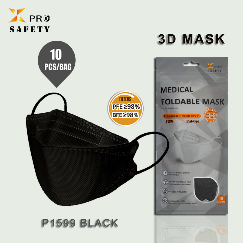 Nowy produkt Maska na twarz 3D Czarna 10 sztuk / worek Bezpieczeństwo 4 warstwy ochronnej maski na twarz wykonanej z PPE