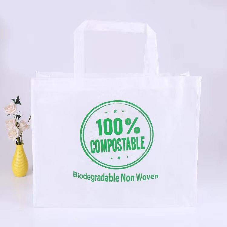 Ekologiczna, w 100% biodegradowalna, kompostowalna biała torba z włókniny