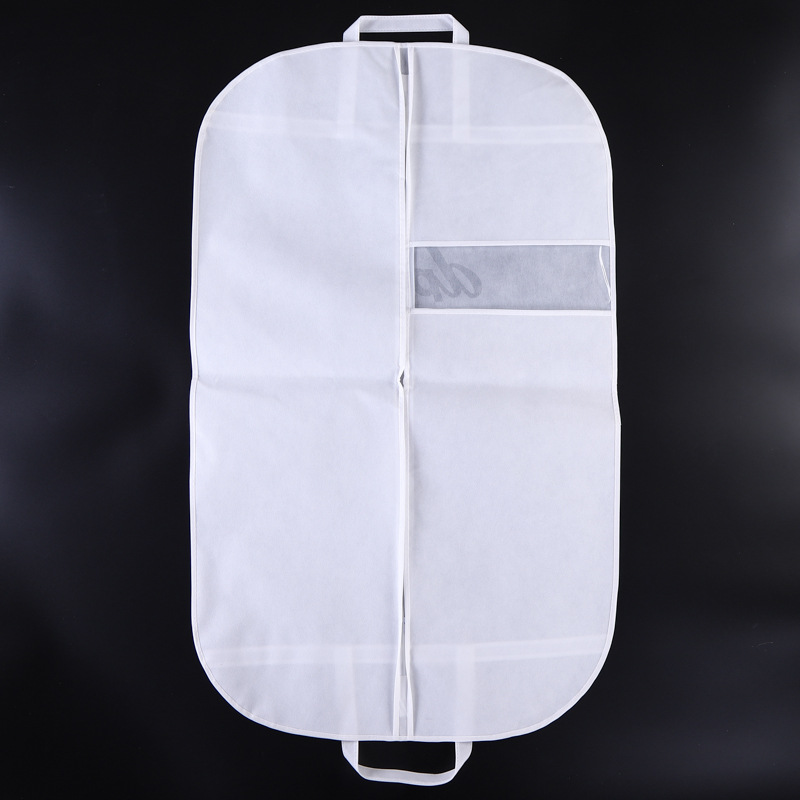 białe Kompostowalne okienko przezroczysta mała torba na ubrania przezroczysta pokrywa garnituru do przechowywania wisząca dostosuj logo za pomocą włókniny