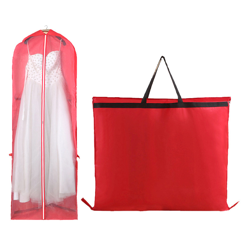 Suknia ślubna z włókniny, odporna na kurz, torba do przechowywania odzieży, odporna na kurz, złożona podwójna torebka