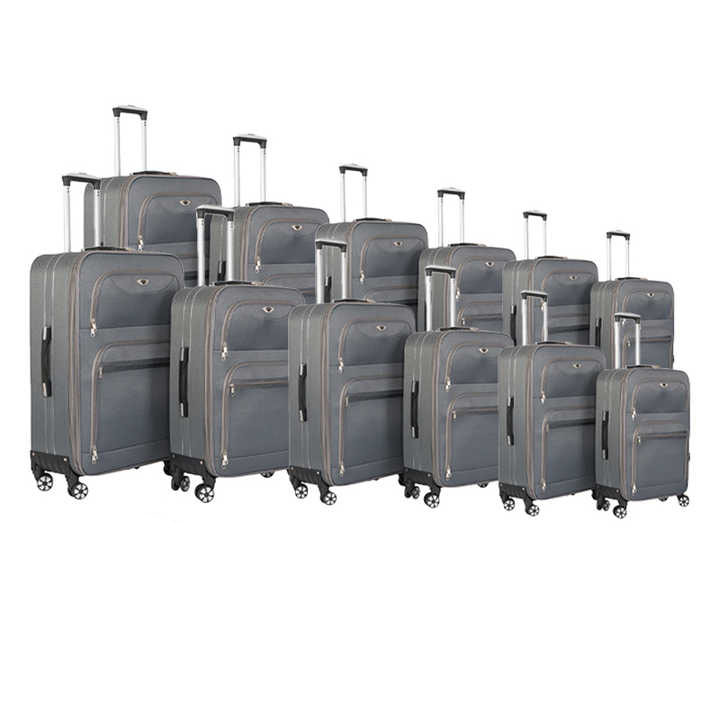 12 sztuk w 1 zestawie Zestaw półproduktów z walizkami tekstylnymi Bagaż materiałowy na 4 kołach, tani zestaw bagaży na kółkach